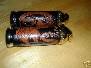 Item # PG05-408 - Real Leather (Two Tone) Hand Grips with Gold Eagle on Ends