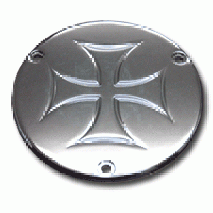Item # PG28-313 - Derby Cover - 3-Hole Chrome Iron Cross
